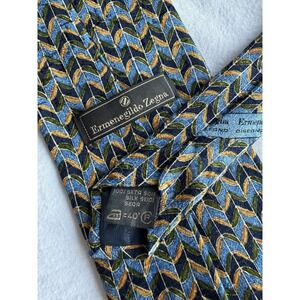 Ermenegildo Zegna	Vintage Multi Abstract Geometric Woven XL Wide 61 x 4 Italy